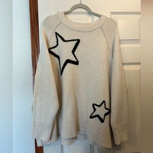 Aerie Cream Sweater with Black Star Design